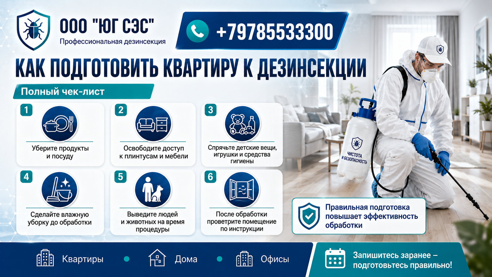 Как подготовить квартиру к дезинсекции: полный чек-лист | ООО «Юг СЭС»